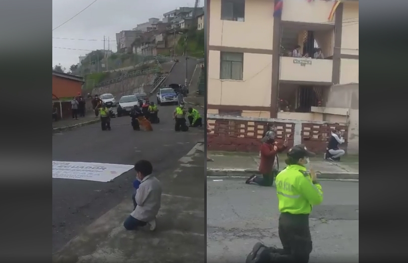 Policiais se unem à população para clamar a Deus nas ruas do Equador