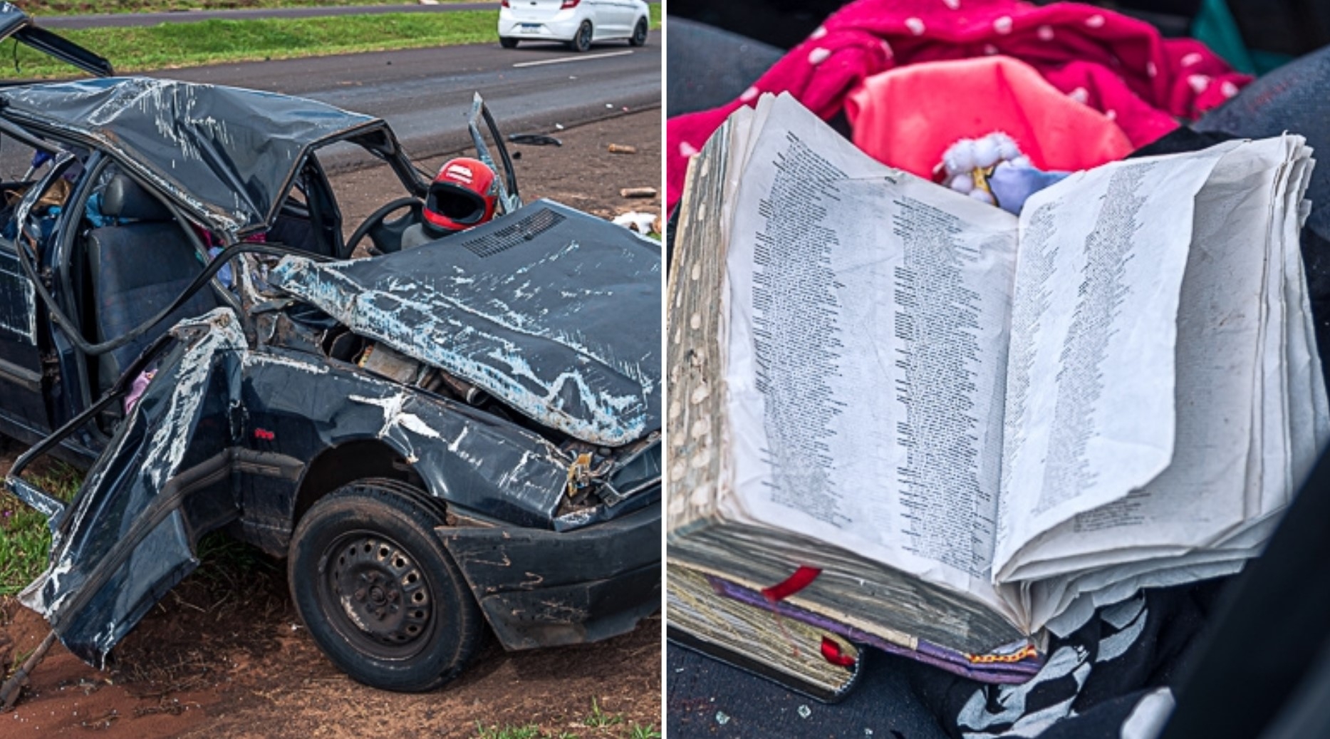 Com Bíblias no carro, motorista sobrevive milagrosamente a capotamento no Paraná