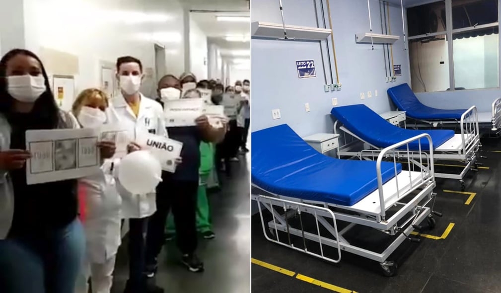 Funcionários cantam “Porque Ele Vive” ao mostrar ala de Covid-19 vazia pela primeira vez