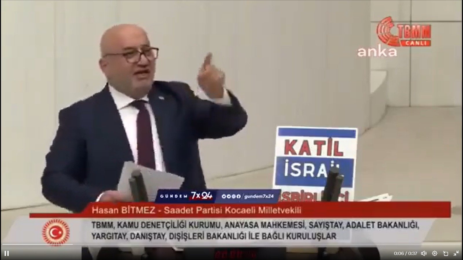 Ao dizer que ‘Israel sofrerá a ira de Alá’ parlamentar infarta na Turquia 