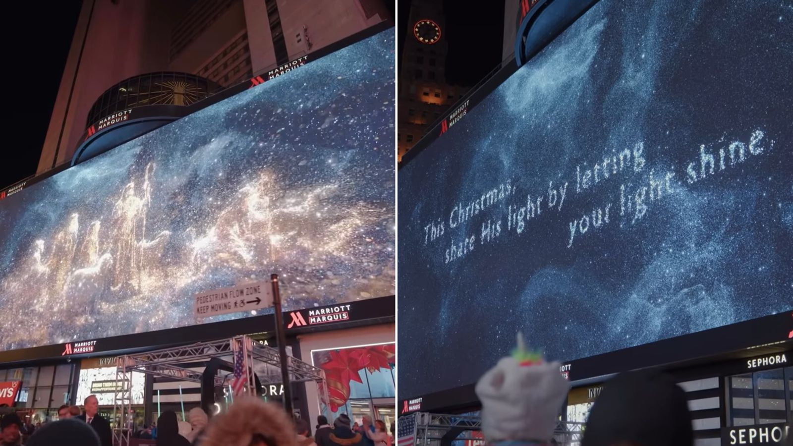 Times Square exibe textos bíblicos em período de Natal: "Jesus é a luz do mundo"