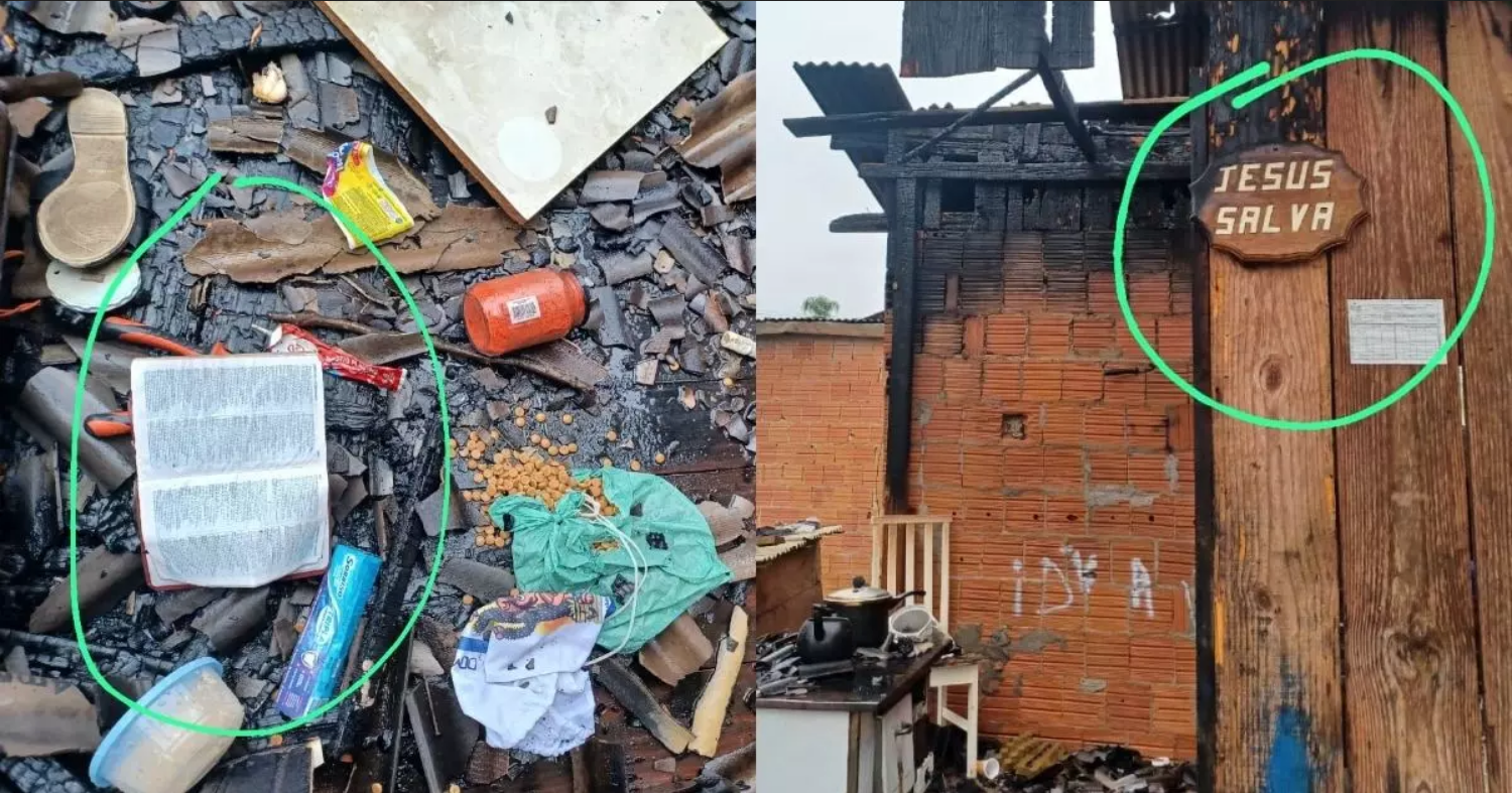 Bíblia e placa ‘Jesus Salva’ ficam intactas após incêndio destruir casa em SC