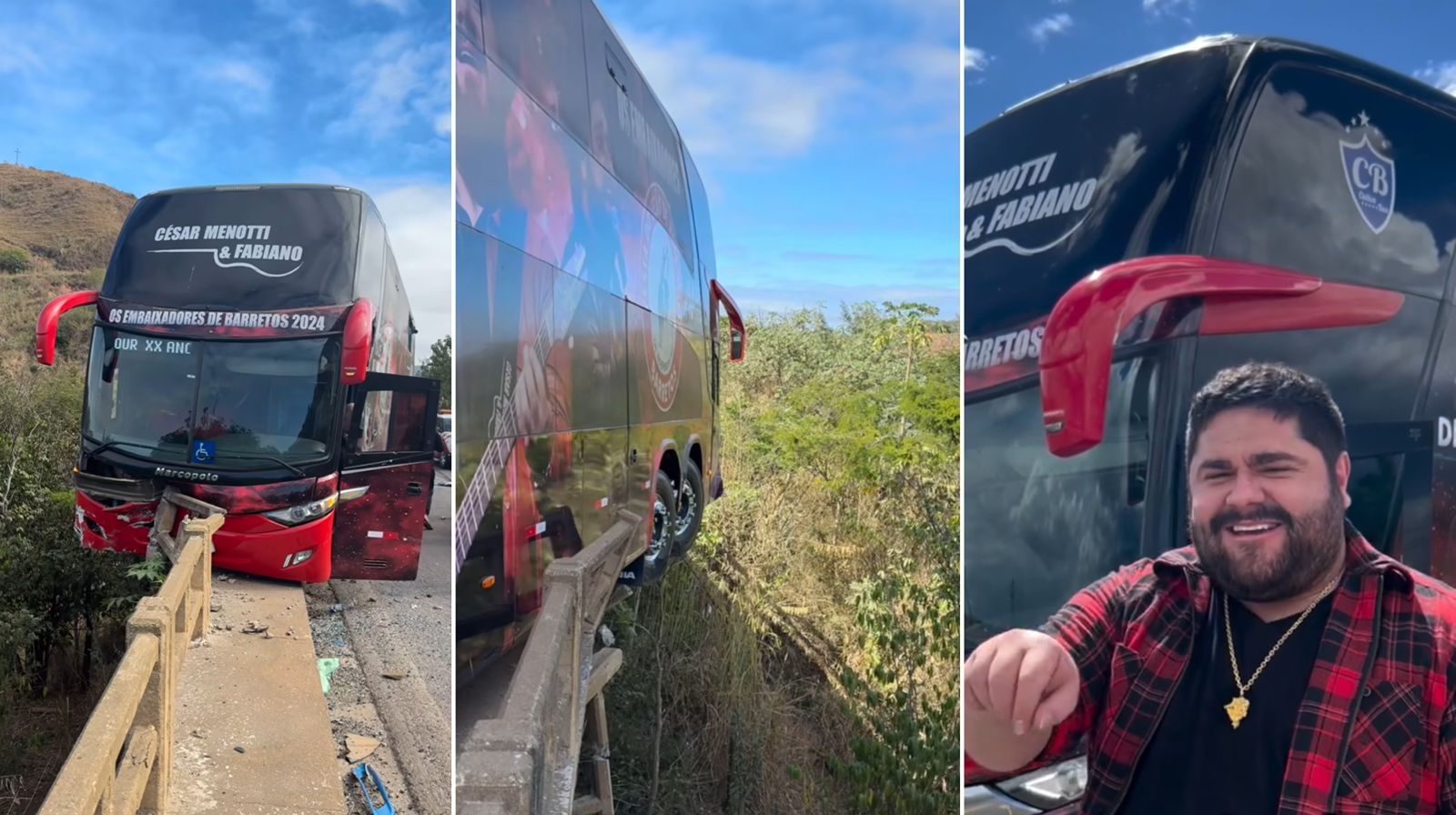 César Menotti relata livramento após acidente com ônibus em MG: ‘Foi a mão do Senhor’