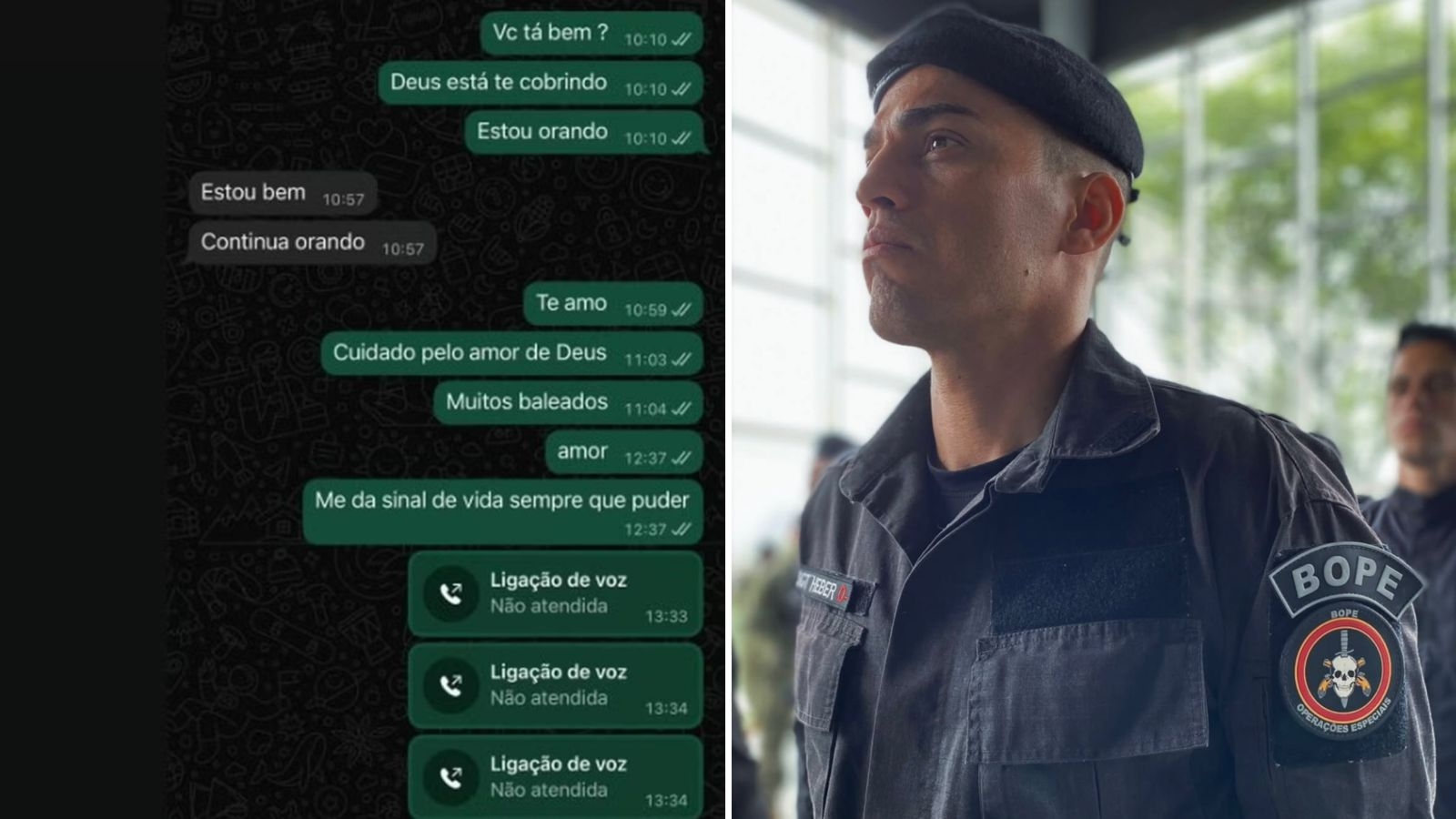 Momentos antes de morrer em operação, sargento do BOPE pediu à esposa: “Continua orando”