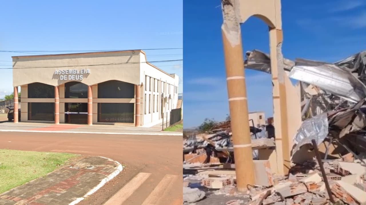 Tornado destrói igreja no Paraná antes de culto e membro testemunha: “Deus nos guardou”