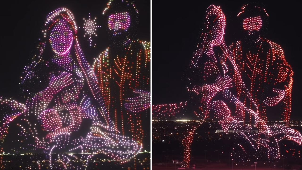 Espetáculo com 5.000 drones projeta nascimento de Jesus nos céus dos EUA