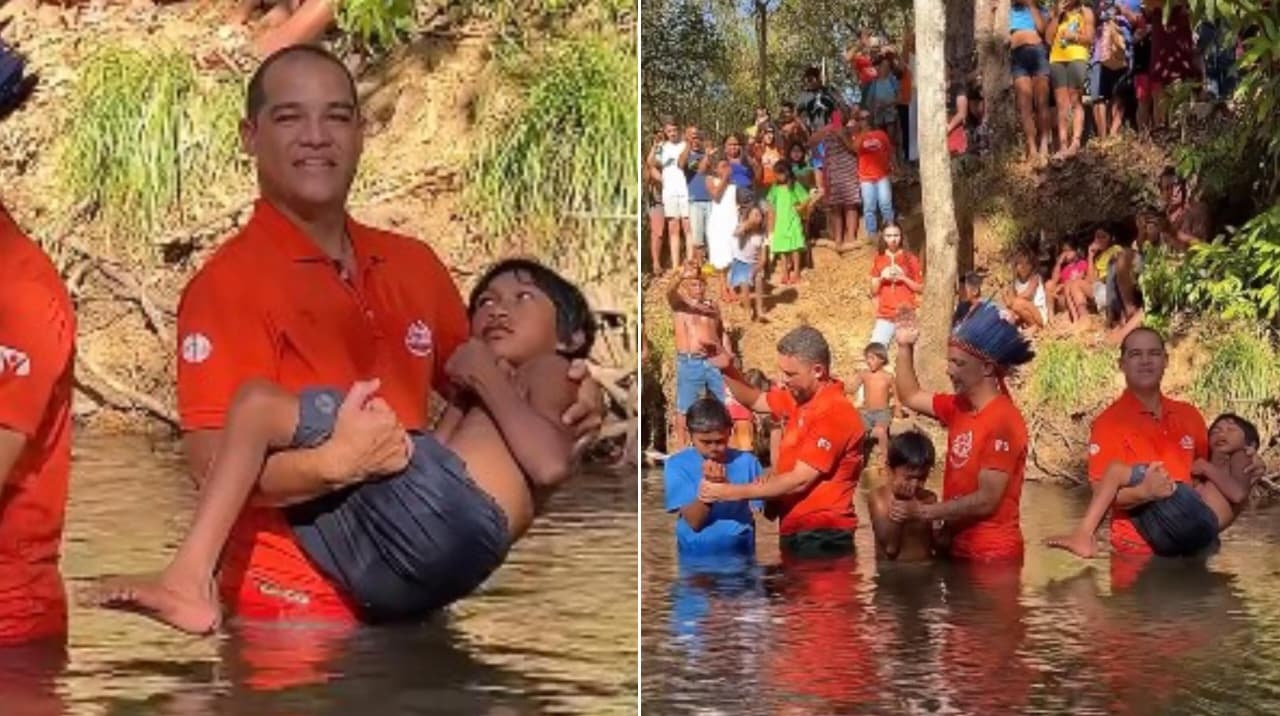 Missão emociona ao batizar indígena deficiente no TO: ‘Vimos o poder de Deus’