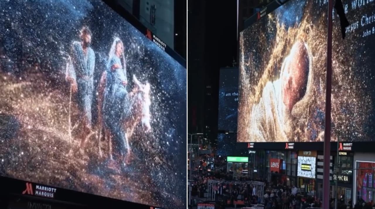 Nascimento de Jesus é exibido em outdoors da Times Square: “Cristo é a razão do Natal”