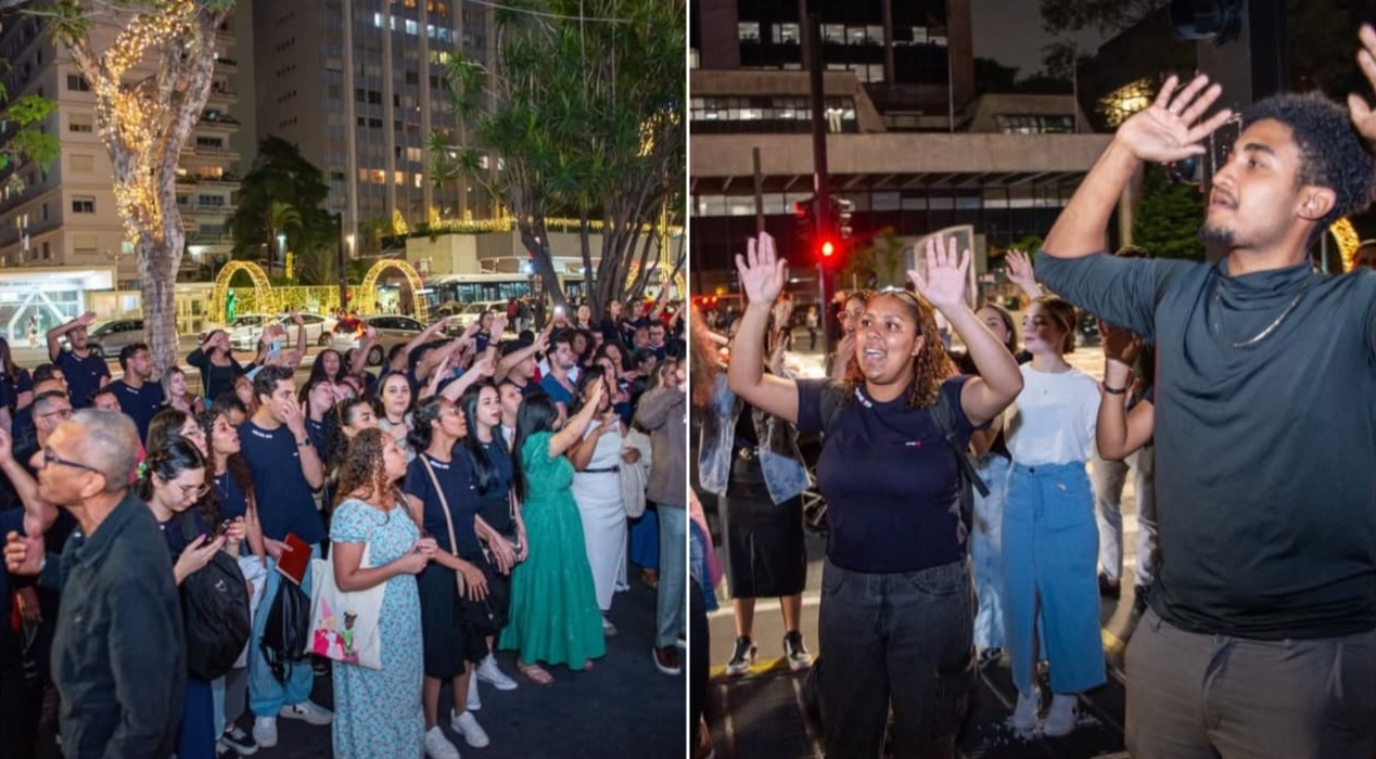 Com coral, jovens evangelizam na Avenida Paulista: ‘Pregamos a mensagem de esperança’