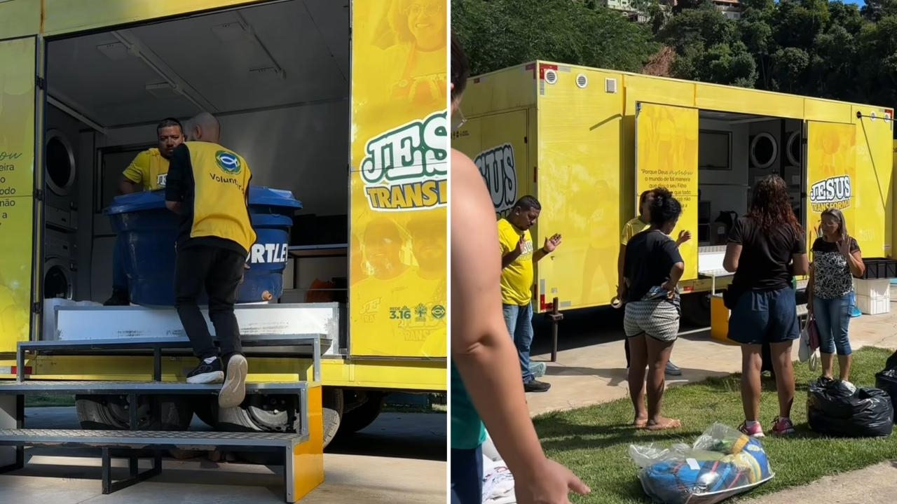 Cristãos montam lavanderia móvel para evangelizar vítimas de enchentes em Juiz de Fora