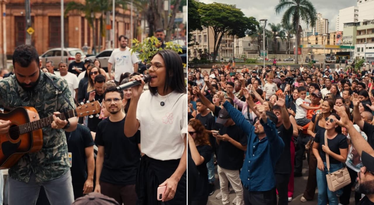 Multidão louva nas ruas de Juiz de Fora após ter templo destruído: “A Igreja está viva”