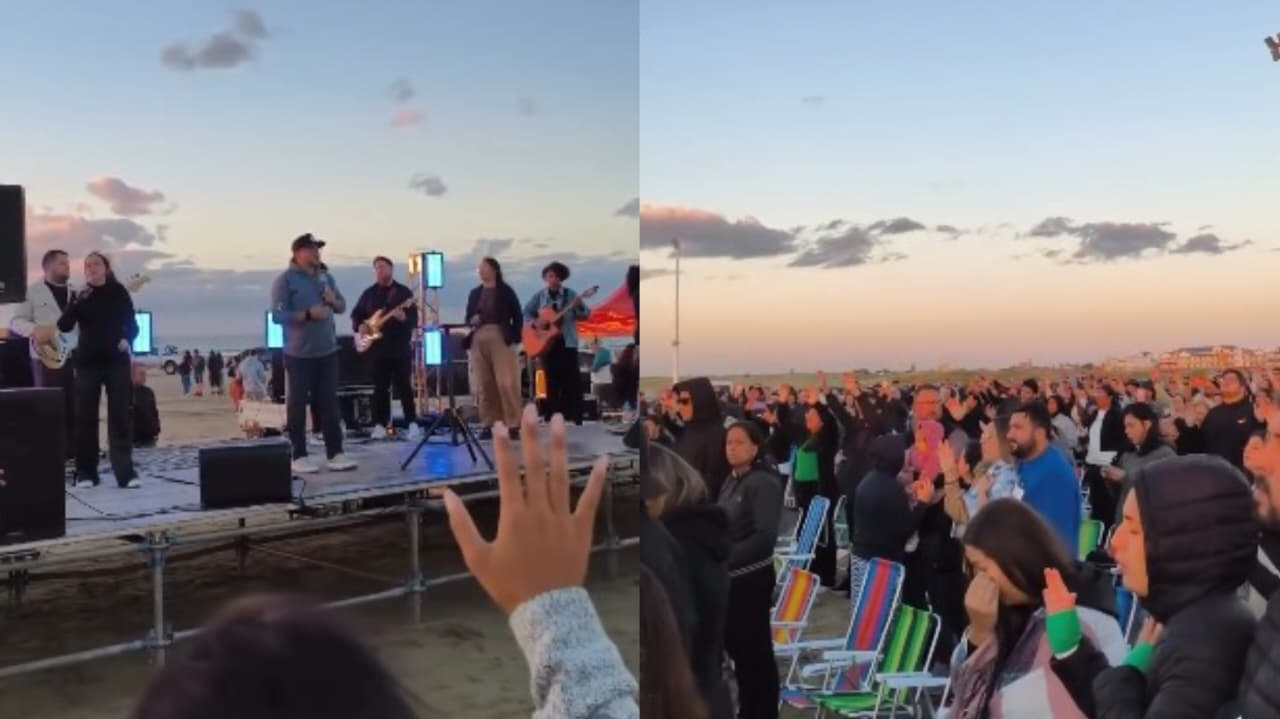 Culto ao amanhecer atrai multidão em praia no RS: "Pessoas aceitaram Jesus"