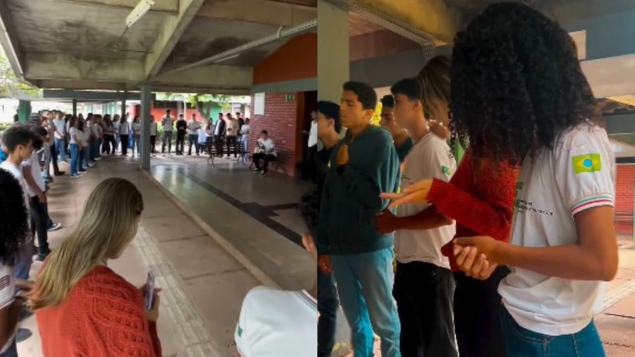 Estudantes louvam a Deus no intervalo de Instituto Federal: “Jesus se fez presente”
