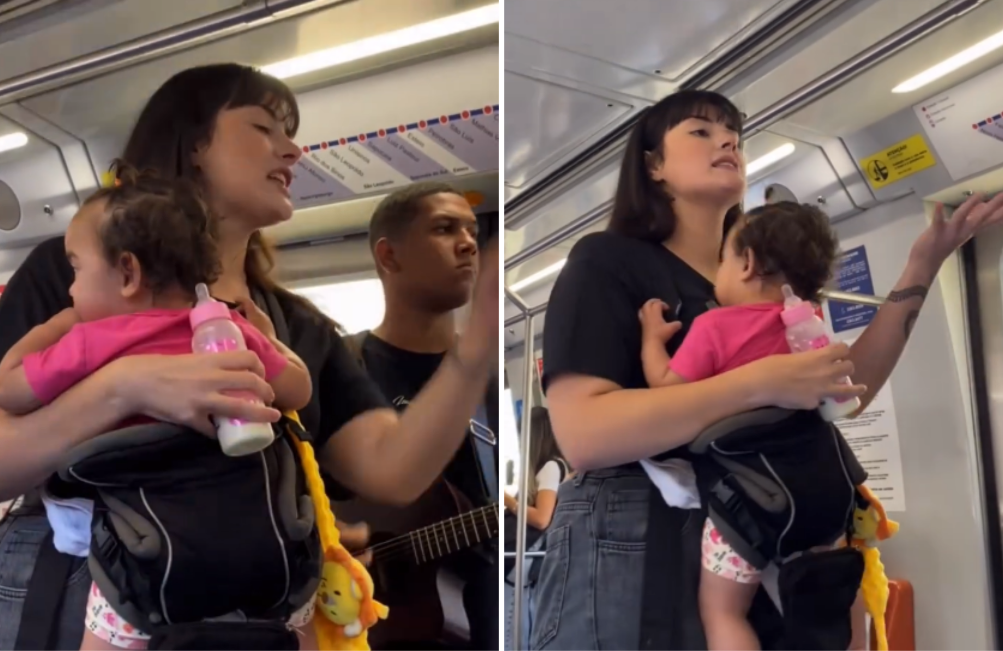 Mãe evangeliza com bebê no colo em vagões de metrô em Porto Alegre: “Não desanime”