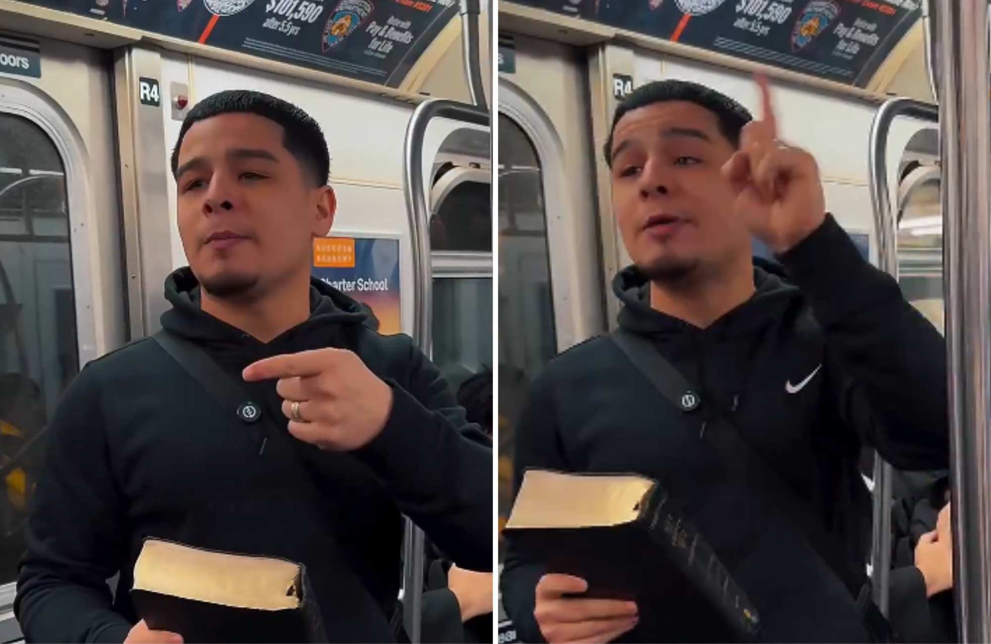 Jovem prega e faz oração dentro de metrô: ‘Só a identidade de Jesus tira você do pecado’