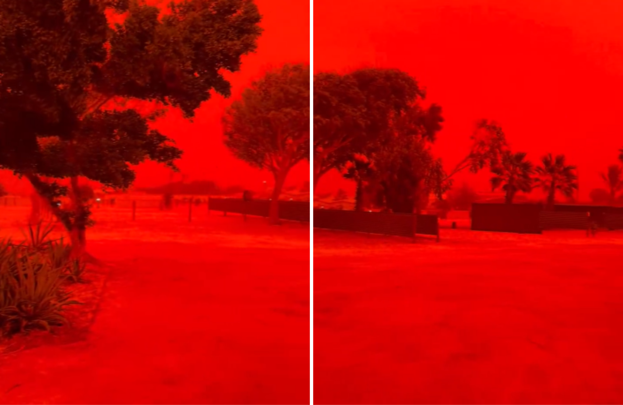 Céu vermelho-sangue intenso na Austrália antes de ciclone lembra cenário bíblico