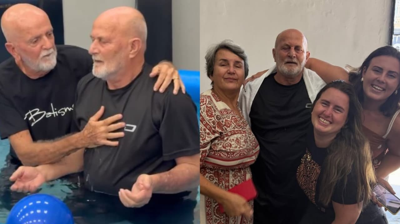 Filha testemunha batismo do pai após interceder 20 anos: 