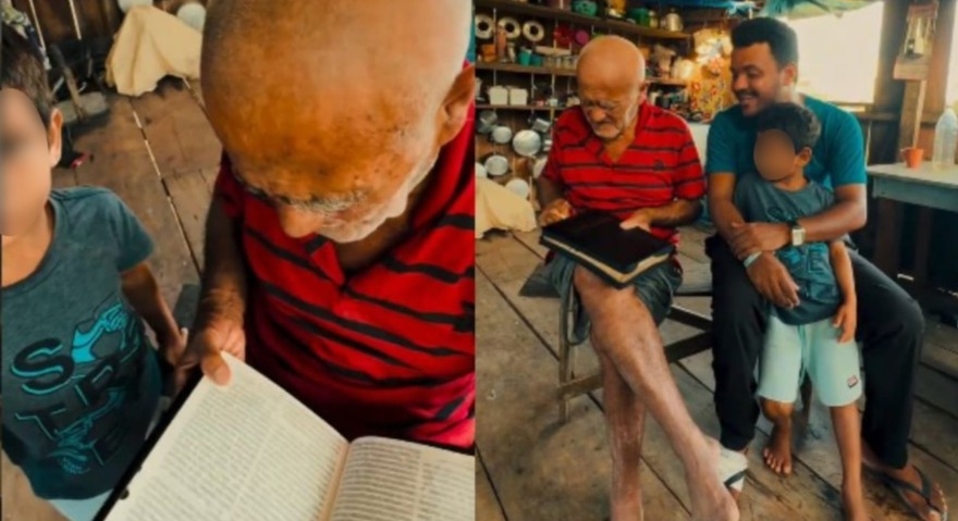 Idoso vive sonho ao ganhar Bíblia em região sem igreja no AM: “A Palavra é tudo para mim”