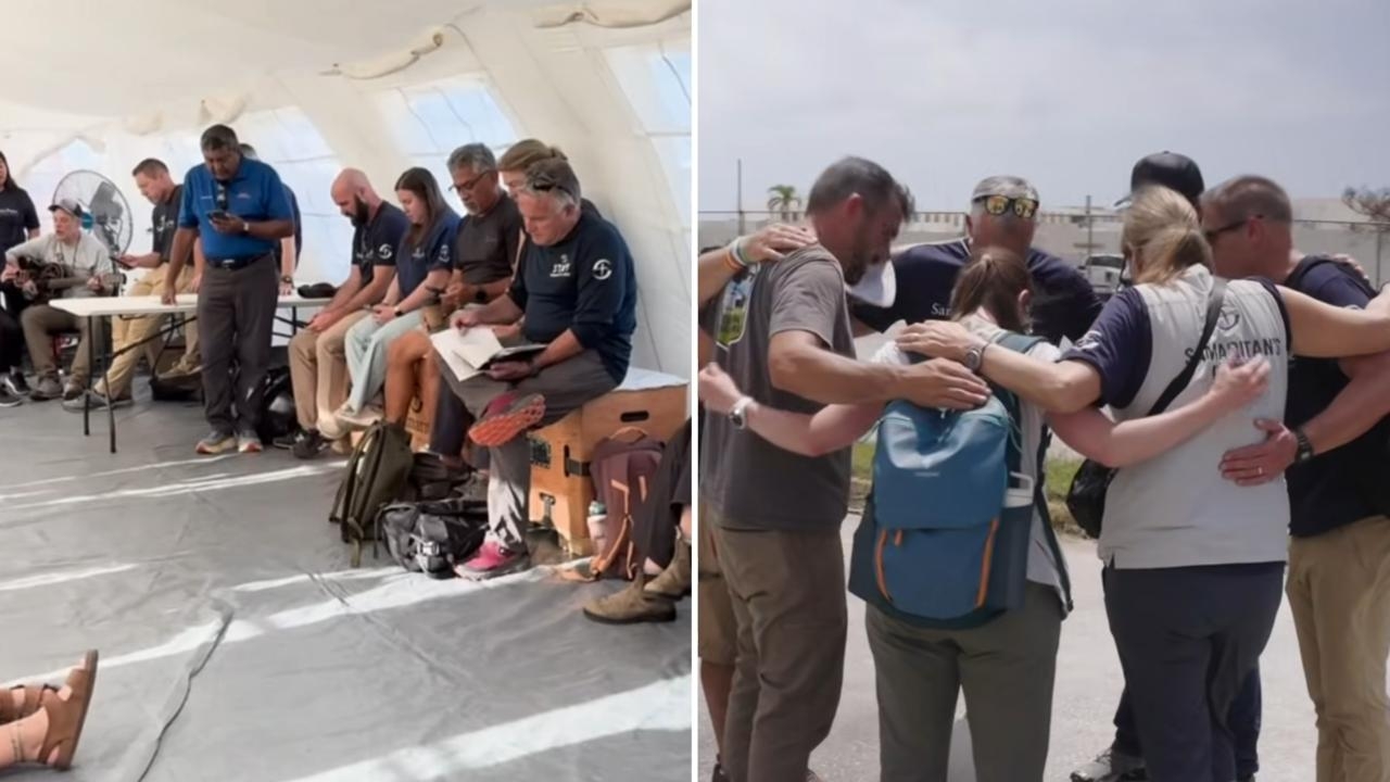 Voluntários de missão louvam a Deus antes de servir à comunidade afetada por tufão nos EUA 