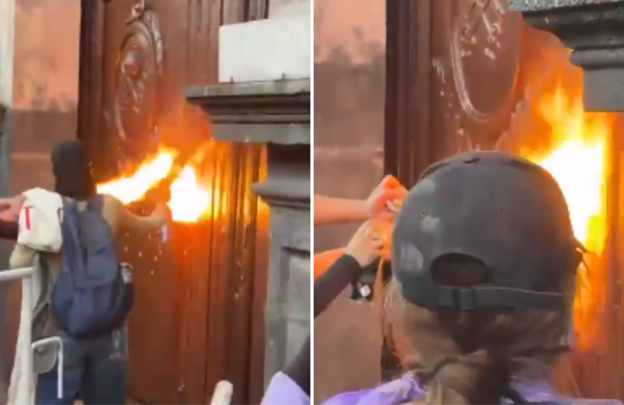 Vândalos mascarados tentam incendiar igreja em protesto feminista no México”