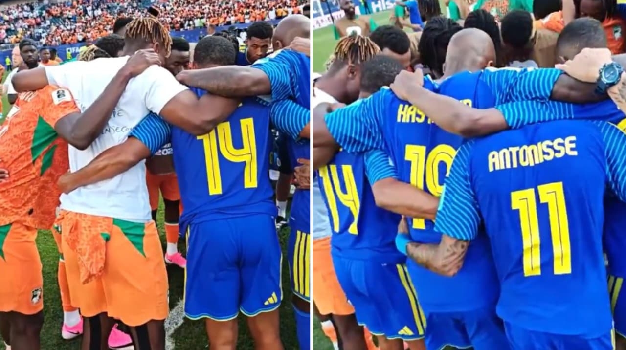 Eliminados da Copa, jogadores de Curaçao oram com a Costa do Marfim após jogo