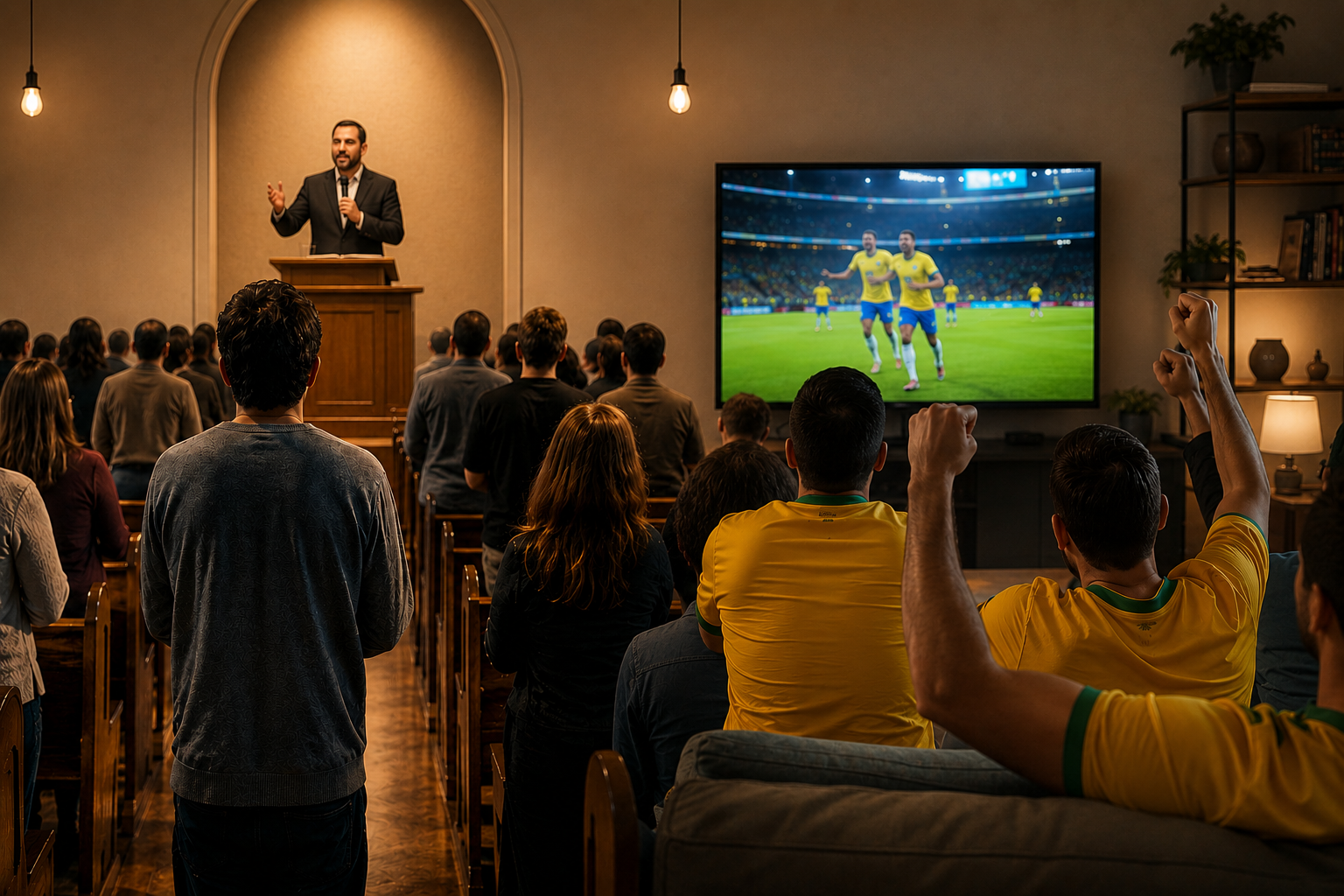 O altar e a arquibancada: Fé, liturgia e o falso dilema do domingo de Copa