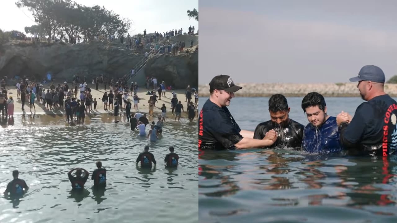 Mais de 800 pessoas são batizadas na praia onde nasceu a ‘Jesus Revolution’