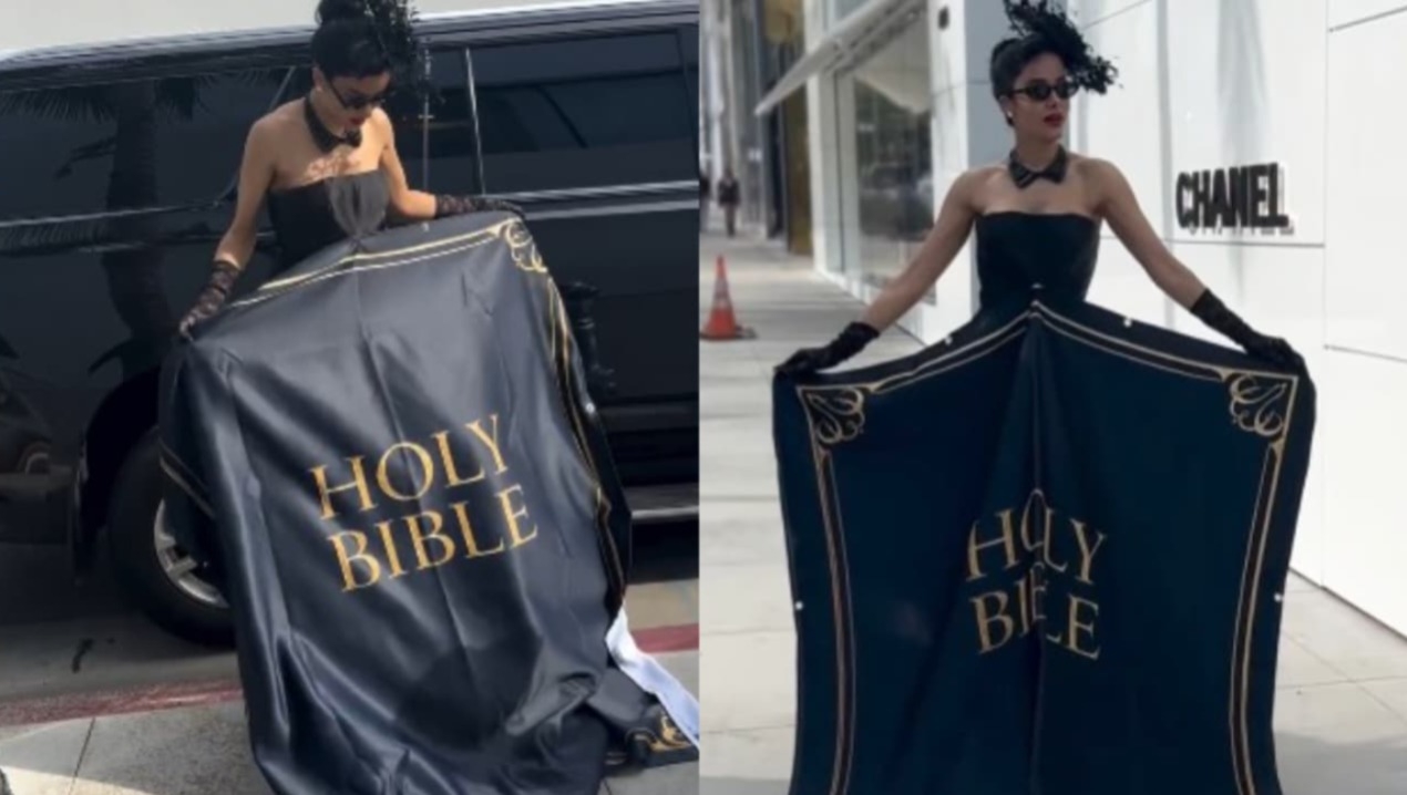 Atriz que pregou Jesus em Cannes usa vestido para promover leitura da Bíblia