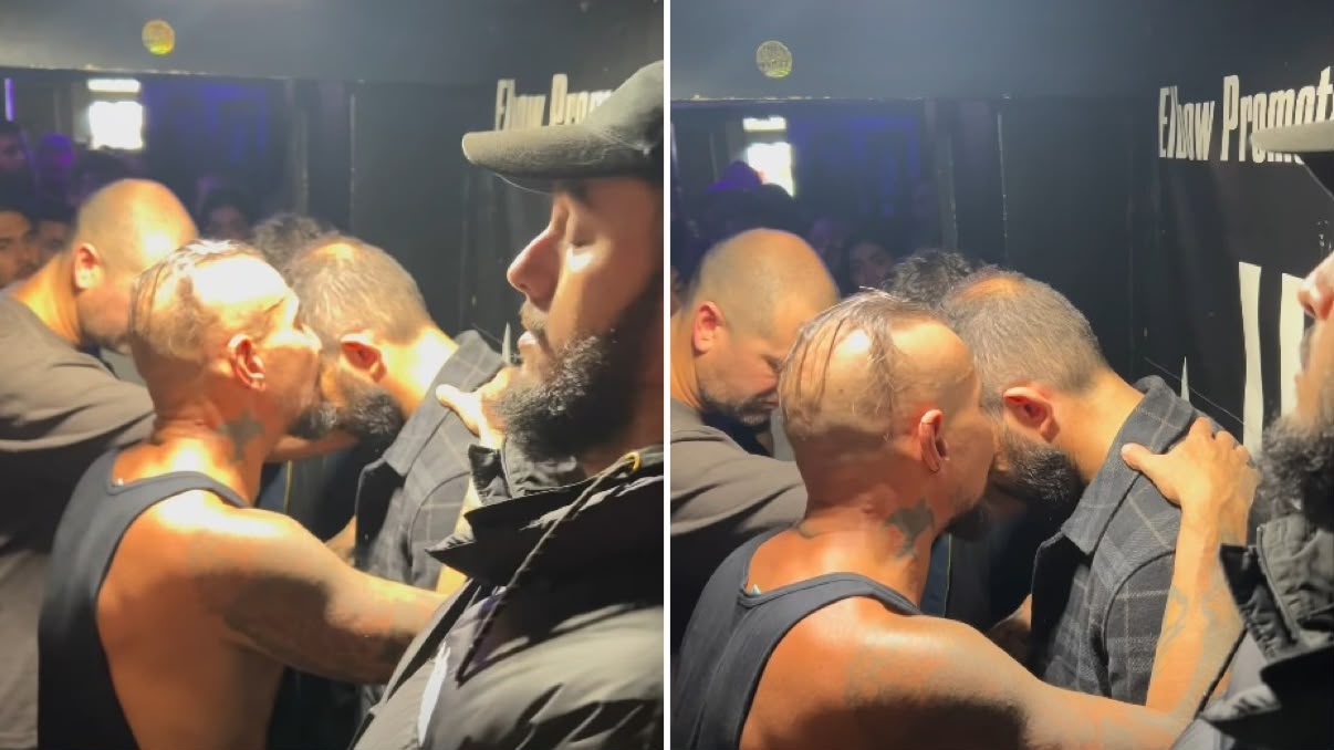 Rodolfo Abrantes ora por homem nos bastidores de show do Rodox em Londres