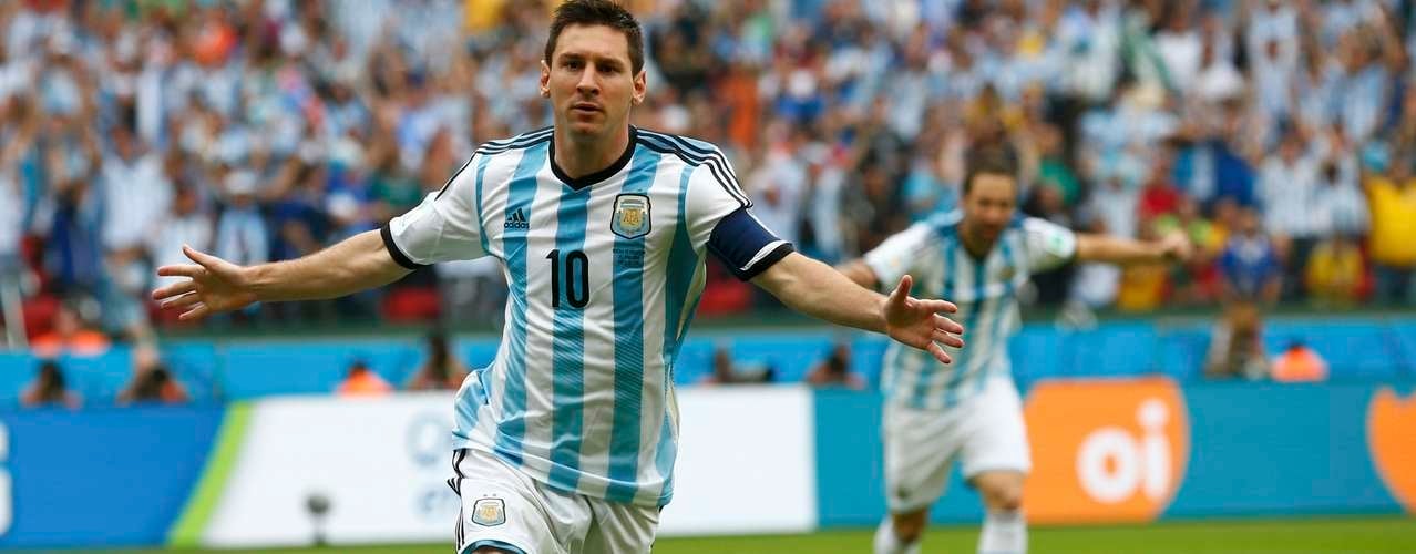 Messi abre o placar para a Argentina, contra a Bósnia, no Estádio Beira-Rio, em Porto Alegre